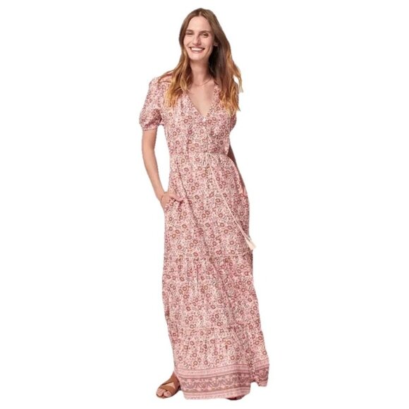 Faherty Dresses & Skirts - Faherty Women’s Orinda Floral Earth Peasant Sleeve Bohemian Maxi Sundress Medium